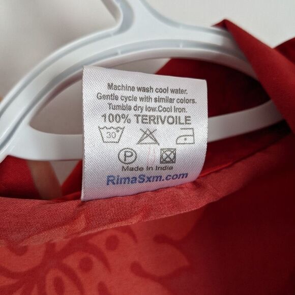 Rima Red Tropical Flowers Parrot Hawaiian Style Button Down Shirt Size XL @Z - Picture 9 of 10